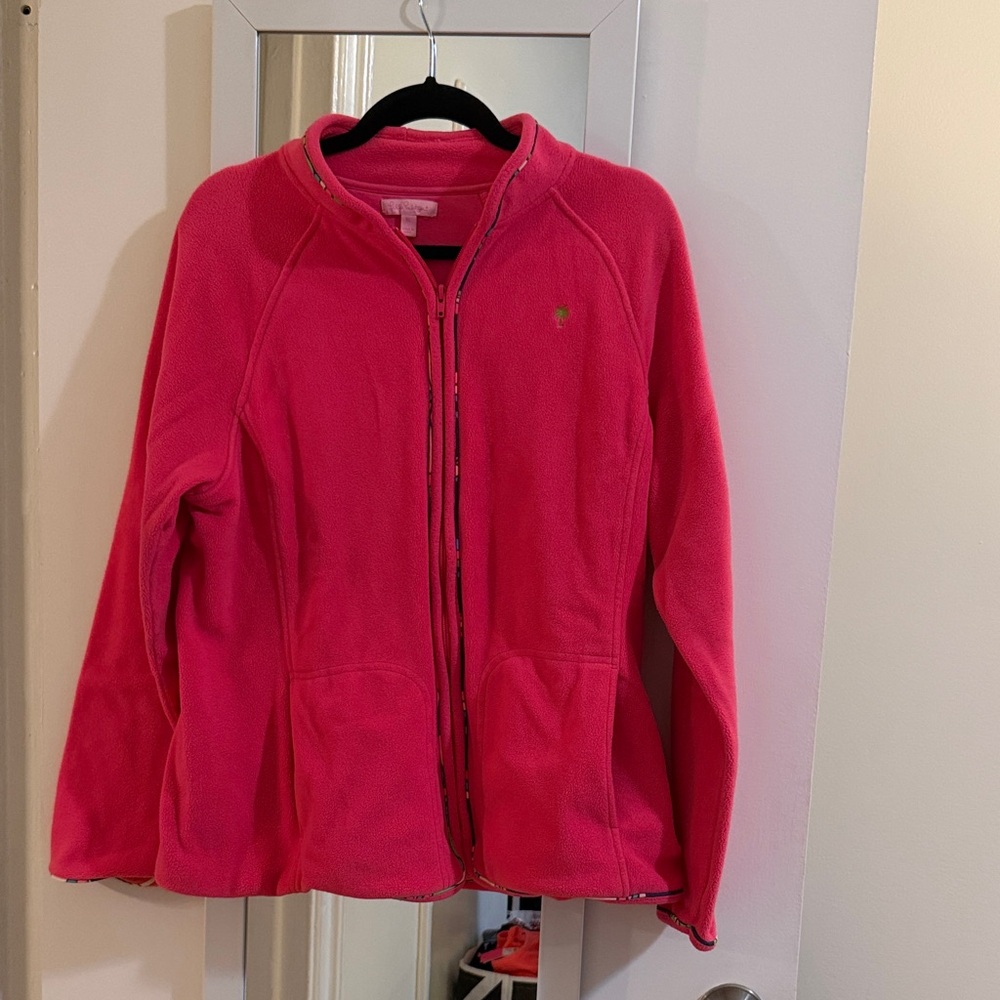 Lilly Pulitzer Bold Pink Fleece Zip Up Jacket